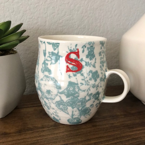 Anthropologie S Monogram Floral Mug - Picture 1 of 4